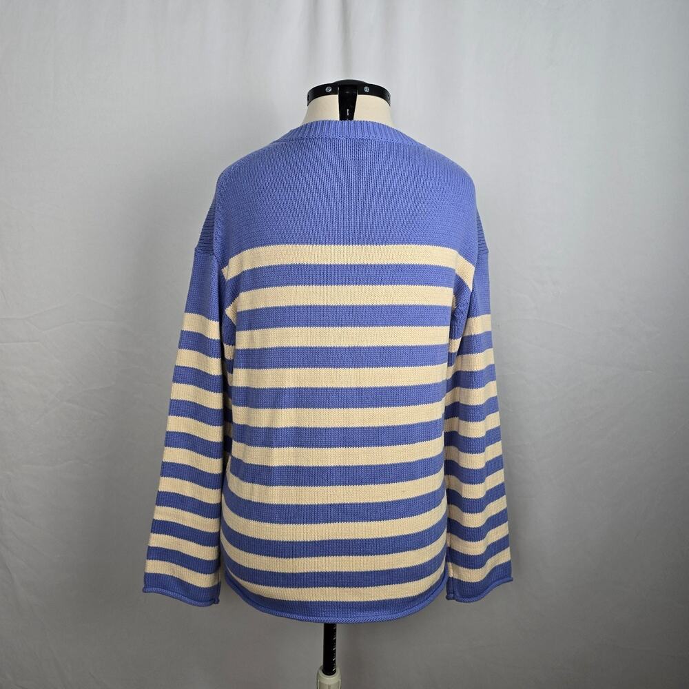 Heyson Tight Knit Sweater Women's L Purple & Light Cream Stripe Long Sleeve - Picture 5 of 16